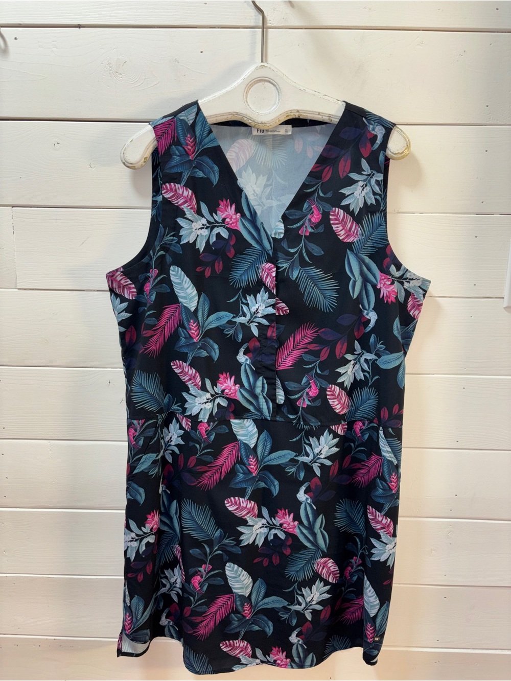 FIG Black Tropical Print Sleeveless Dress Size XL - Picture 6 of 10